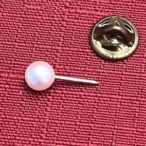 Vintage Silver Tone Stud Faux Pearl Tuxedo Tie Pin